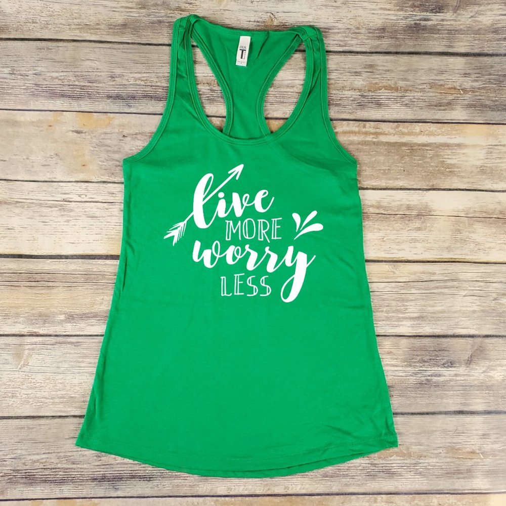 Live More, Worry Less - Ladies fitted tank top